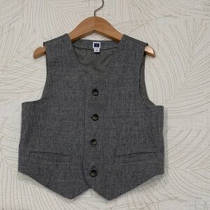 Janie and Jack Gray Button-Up Vest Wool Blend Size 6